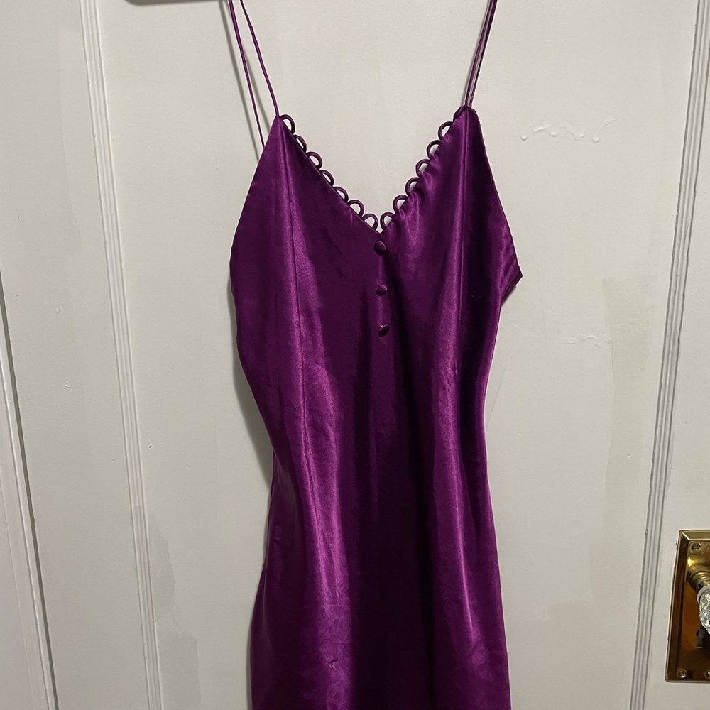 Vintage Beth Michaels Deep Purple Satin Slip Size Small